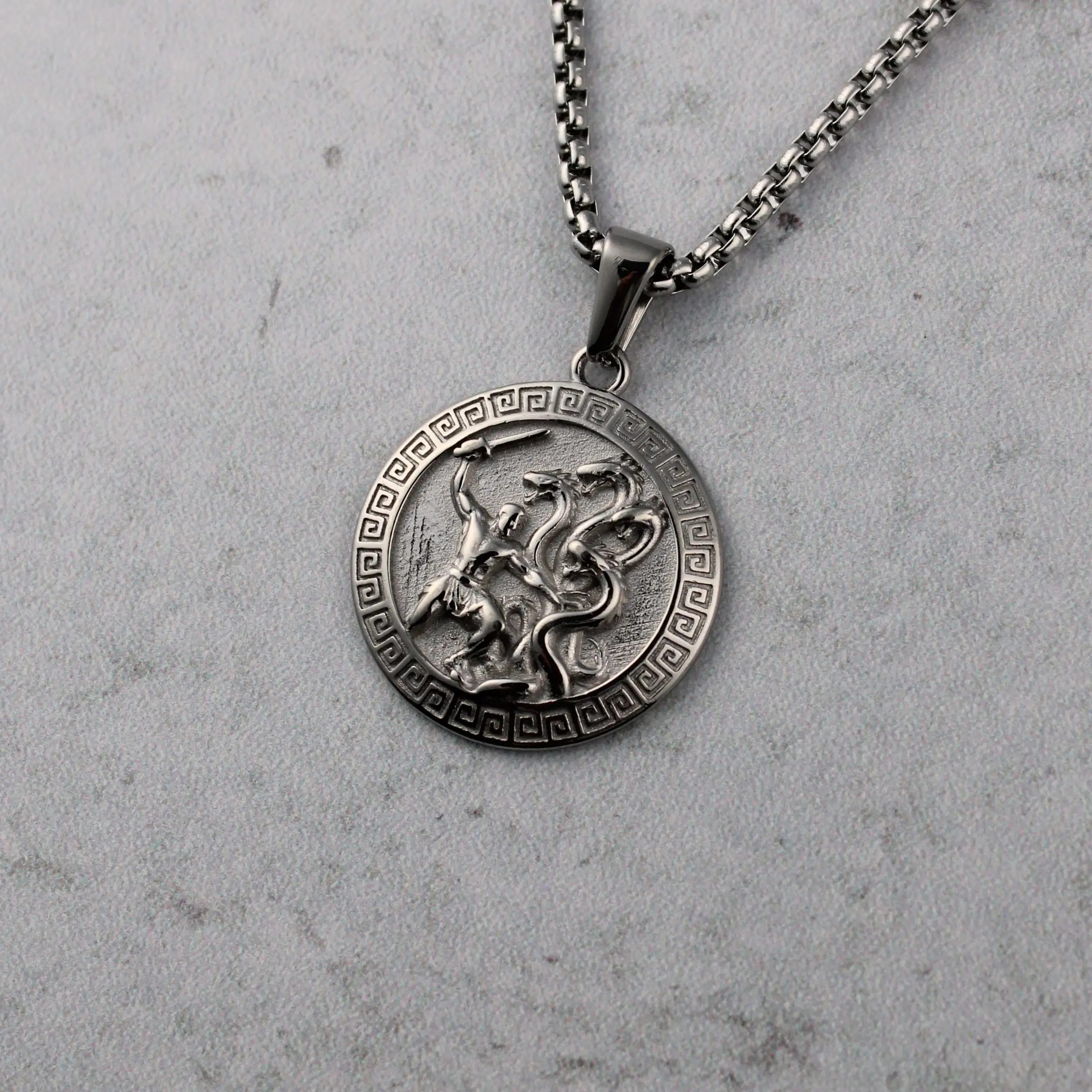 Silver Hercules Pendant Chain Necklace
