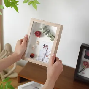 Dry Flower Display Frame A4 Box, Suitable for Flowers Shells Wedding Tickets Photos Couple Memorial Decor Desktop Memory Box