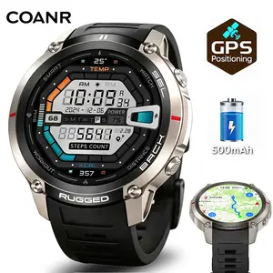 COANR Active 5 Pro smartwatch, global offline map and 6 satellite positioning, wireless call and mobile phone synchronization, 5ATM water resistance, 1.43-inch AMOLED display, men's outdoor rugged smartwatch, can connect iPhone and Android phones black