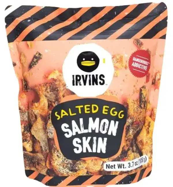 Irvins Salted Egg Salmon Skin 3.7 Oz, 1 or 3 Pack