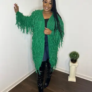 Fringe cardigan Green