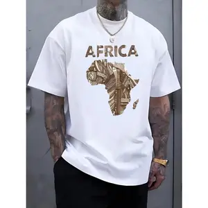 Men's Casual Letter Print Round Neck Short-Sleeve T-Shirt - Breathable Regular Cut Polyester Fabric Menswear Mens Clothing for Summer