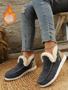 Women's Fashionable Patchwork Design Sneakers, Casual Comfortable Warm Soft Sole Shoes for Fall & Winter, Female All-match Round Toe Sports Shoes for Daily Wear, Lightweight Slip Ons