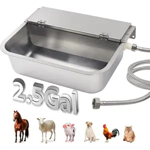 2.5 Gal Automatic Water Dispenser for Dogs, Indoor&Outdoor Self Filling Dog Waterer Feeder Large Stainless Steel Water Bowl Dispenser for Livestock and Chicken,Fit 3/4'' GHT Faucet