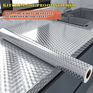 1 Roll Kitchen Peel and Stick Countertop Oil Proof Sticker, Waterproof Heat Resistant Self-Adhesive Sticky Wallpaper Peel and Stick Wall Sticker, Anti-Mold Removable Residue-Free, Flame Retardant for Cabinet Drawer Stove Home Decor