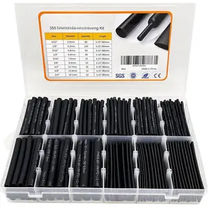 Heat Shrink Tubing Kit 355 count - 3:1 Dual Wall Adhesive Lined - Electrical  Industrial Heat-Shrink Tubing Terminals- Marine Grade Wire Connector Shrink Wrap Tube - 3.15" Length - Black