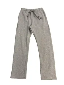 Men Uncuffed Sweatpants Deep Gray Elastic Drawstring Waist with Side Pockets, Comfortable Casual Streetwear for Daily Outings, Gym and Everyday Wear