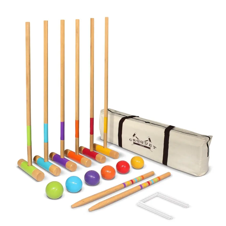 GoSports Croquet Set - Premium Outdoor Lawn Game with Mallets, Balls and Wickets