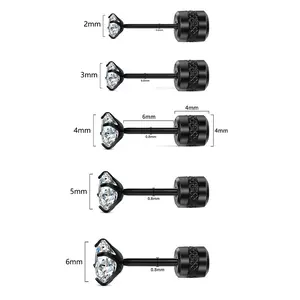 5 pairs of stainless steel stud earrings, stylishly set with colorful cubic zirconia, hypoallergenic pierced earrings, unisex