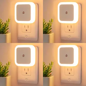 Night Lights Plug into Wall - 4-Pack Dusk to Dawn Sensor Plug in LED Nightlight 3000K Soft White Lighting, Auto-On/Off Lamp for Kids Adults Home Living Room Kitchen Bedroom Bathroom Toilet Hallway