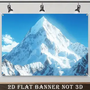 2D Banner, 1pc Snow Mountain Photography Backdrop, Wall Hanging Backdrop - Winter Everest Peaks of Nepal National Park, Polyester, Ideal for Ski Adventure, Birthday Photoshoots, Party Banner Background Cloth, Winter Wonderland Decorations