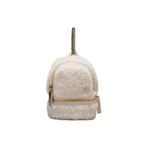 Lululemon City Adventurer Fleece-Lined Nano Pouch for Women, White Opal and Gold, Adjustable Crossbody Purses
