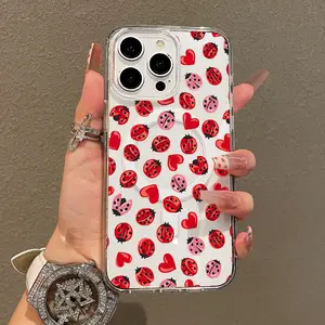 Soft Girl Magnetic Case for iPhone11/12/13/14/15/16/17/promax, Ladybug Heart Sweetness Lightweight, Drop-Proof, MagSafe Compatible | Perfect for Teen Girls