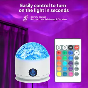 3-in-1 LED Aurora Starry Projector Lamp - Remote, Rechargeable, 16 Color Changing, USB-Powered, Space-Themed with Aurora, Water Ripple & Sky Effects, Bedroom, Gaming Room Ambient Decorative Light