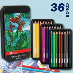 36-Color Oil Pastel Pencils in Tin Box, Hexagonal Barrel, Doodle Ready, for Doodling and Professional Art Painting Use, Ideal Tool for Drawing Practice/Daily Hand Sketching/Sketches/Comic Creation, Artistic Tools, Smooth Texture, Creative