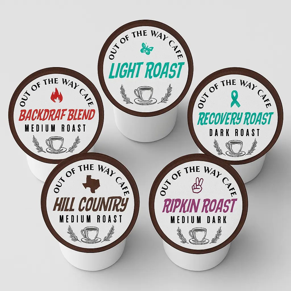 Out of The Way - Z Cups - Coffee Roast Variety Pack - All 5 Flavors - Keurig Compatible - Freshly Roasted Coffees