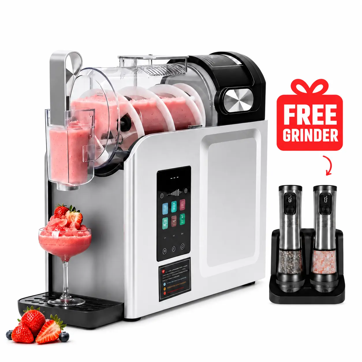 WizAura Slushie Machine - 68oz Large Capacity No Pre-Freezing Ice Required, 6 Preset Modes All-in-2 Frozen Drink Maker with Auto-Clean & Digital Temp Display, Ideal Party & Holiday Gift for Margaritas, Smoothies, Milkshakes
