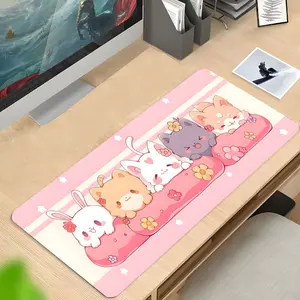 Cute Cartoon Animal Large Gaming Mouse Pad,Aesthetic Desktop Drotection Pad,Washable Rubber Pad Non-Slip Lock Edge Multi-Size Mouse Pad Suitable For Home Office,Good Gift for Family and Friends
