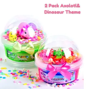 2 Pack Axolotl Slime Kit for Kids Colorful Cloud & Foam Slime Scented Premade Slime with Glow in the Dark Animals Easter Gifts Party Favors for Boys Girls