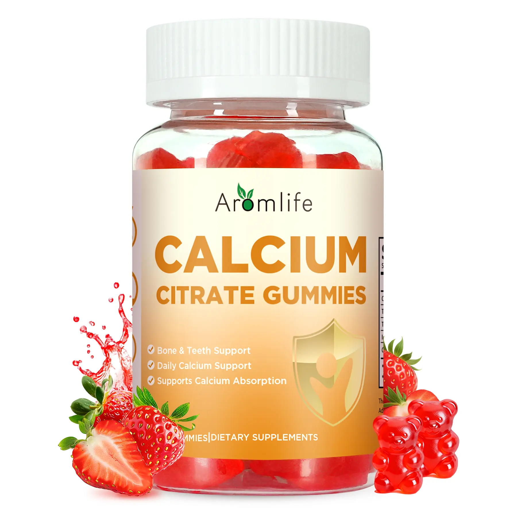 Calcium Citrate Gummies 1000m, Calcium Citrate Supplements for Women & Men, Sugar Free Calcium Gummies for Bone, Muscle & Immune Support, High Absorption Calcium Citrate Gummies, 60 Count Strawberry Flavor