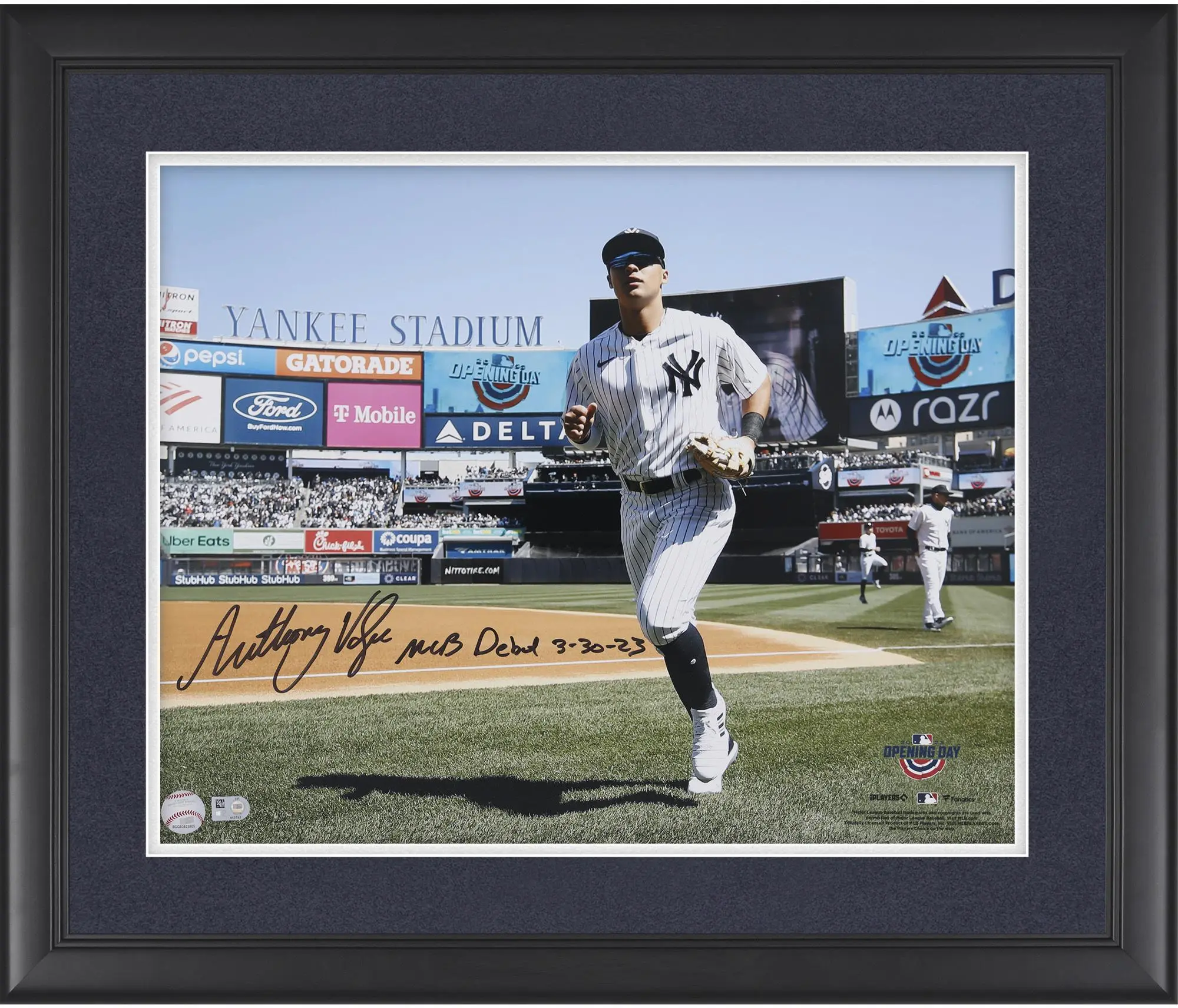 Anthony Volpe New York Yankees Framed Autographed 16" x 20" Photograph with "MLB Debut" Inscription - Fanatics Authentic Certified