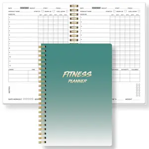 A5 Gradient Color Fitness Planner Book, Dual Coil Training Record Notebook, Weight Management Fat Loss Muscle Gain Data Tracker