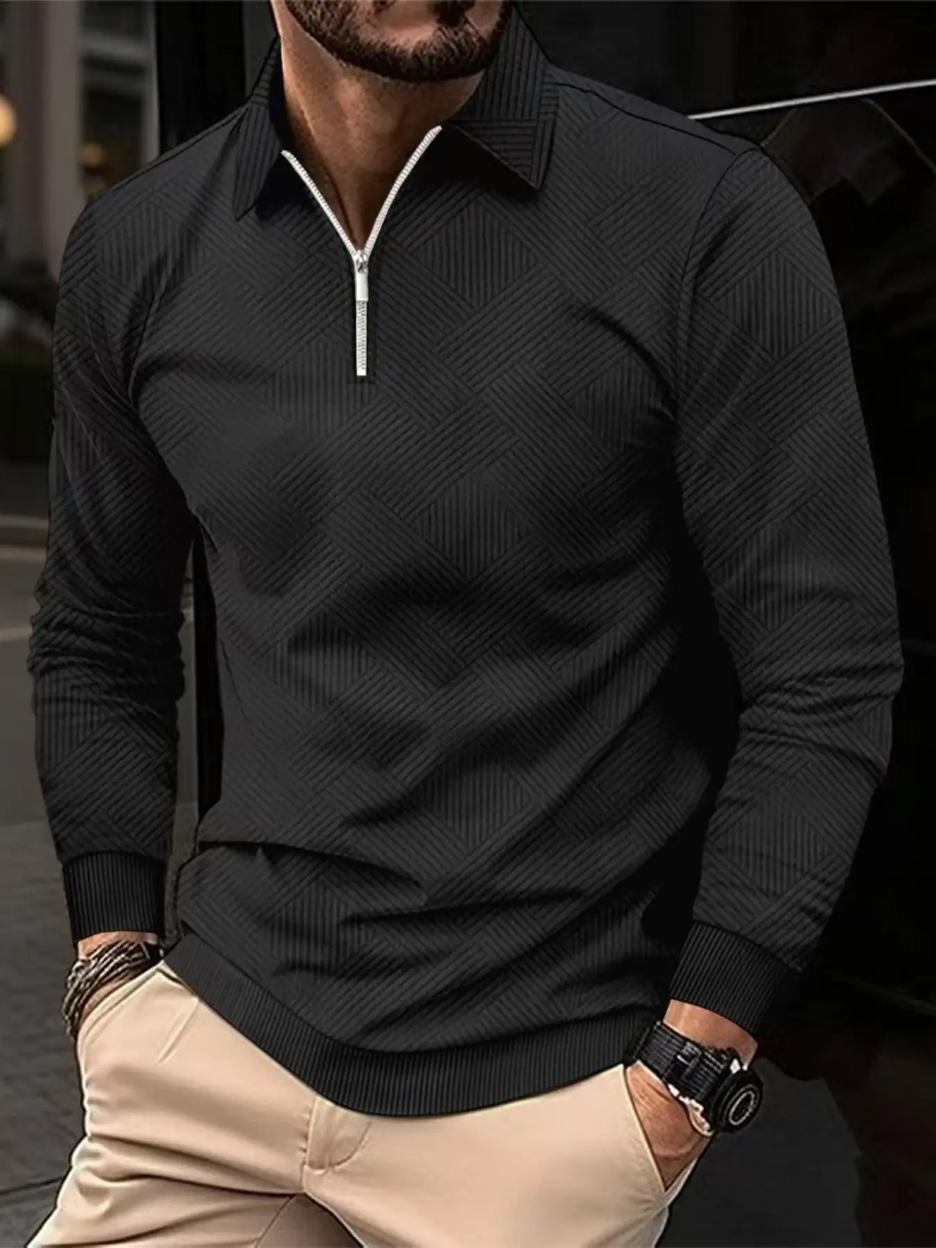 fall outfits Men's spring, autumn and winter semi-zipper lapel Long Sleeve knitted sweatshirt hoodie, with exquisite texture, skin-friendly and comfortable, suitable for gifting, daily casual wear and going out Menswear Knitwear Tops