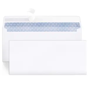 Envelopes #10 Mailing Envelopes, Privacy Tint Gummed Envelopes, Business Envelopes, Envelopes Letter with Self-Seal Adhesive Strip, White, 4.13 in x 9.5 in, 100 Count