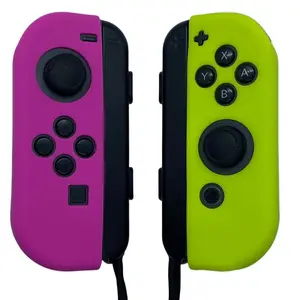JenDore Fuchsia Pink and Neon Yellow Silicone Protective Shell Controller Covers – Compatible with Nintendo Switch Joy-Con