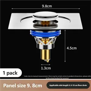 Pop-Up Floor Drain Cover for Bathroom – Anti-Odor & Anti-Backflow Sewer Drain Stopper, Universal Press & Foot Operated Drain Plug for Shower & Sink
