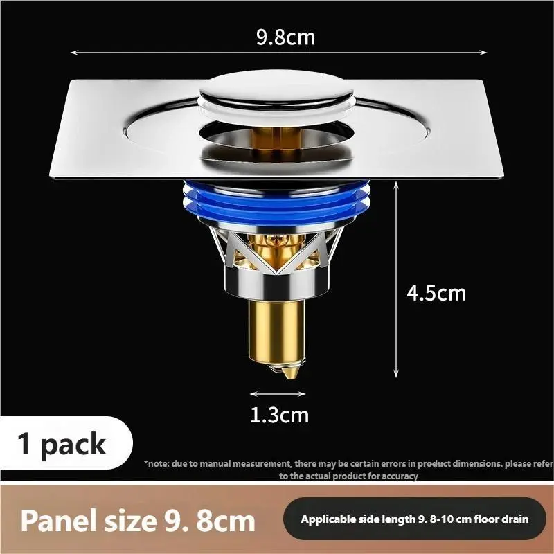 Pop-Up Floor Drain Cover for Bathroom – Anti-Odor & Anti-Backflow Sewer Drain Stopper, Universal Press & Foot Operated Drain Plug for Shower & Sink, Press-Open, Odor Prevention
