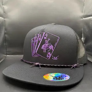 Purple Gambler Hat with Ace of Spades Embroidery Trucker Cap for Men Women
