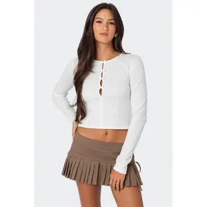 Bow Cut Out Pointelle Top