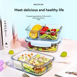 36.95 Oz Glass Meal Prep Container Set, Microwave Safe Food Storage Containers, Large Capacity Lunch Box for Work & School Use, Microwavable Bento Box