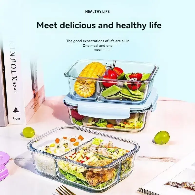 36.95 Oz Glass Meal Prep Container Set, Microwave Safe Food Storage Containers, Healthy Eating Containers, Large Capacity Lunch Box for Work & School Use, Microwavable Bento Box