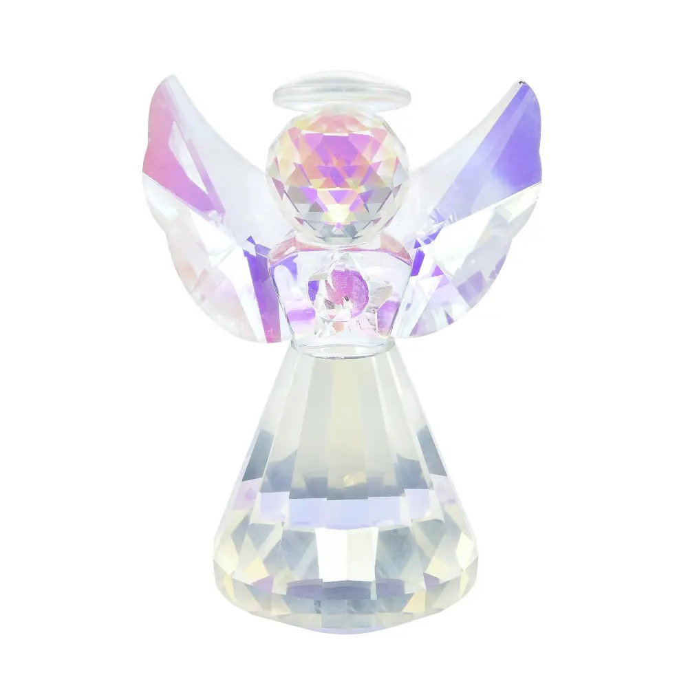 Crystal Clear Angel Statue Glass Angel Figurine Decorative Home Decoration, Women Gift Idea, Elegant and Spiritual Home Ornament, Artificial Crystal Decorated, Crystal Ornaments