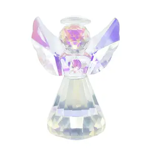 Crystal Clear Angel Statue Glass Angel Figurine Decorative Home Decoration, Women Gift Idea, Elegant and Spiritual Home Ornament