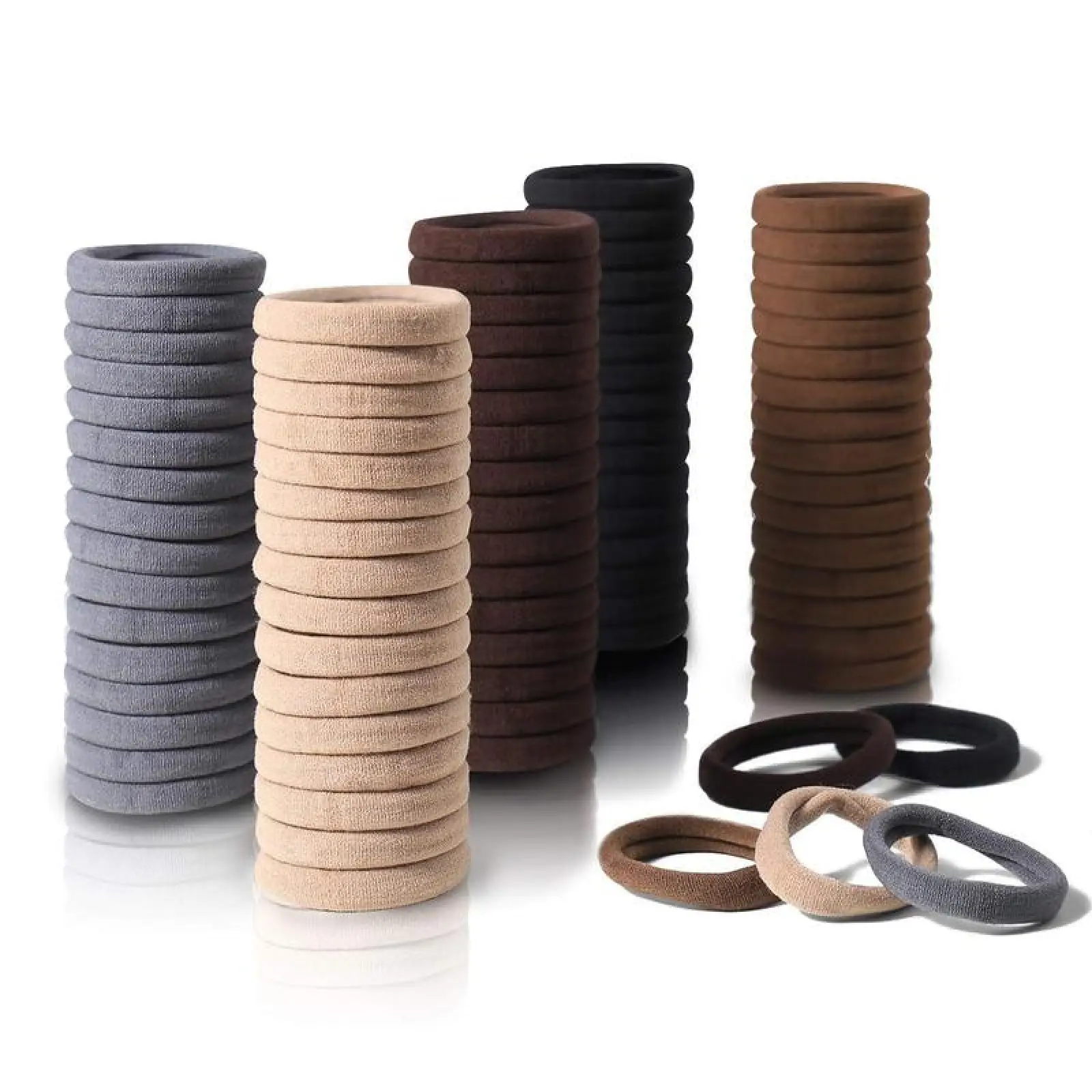 30 Counts Thick Seamless Brown Hair Ties, Ponytail Holders Hair Accessories No  for Thick Hair (Random Colors)