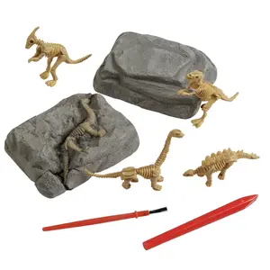 4" Assorted Small Dinosaur Fossil Excavation Dig Kit - 6 Pc.