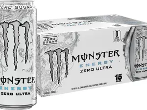 Monster Energy Zero Ultra Sugar Free Energy Drink 16 Ounce (Pack of 15) - Sport Beverage