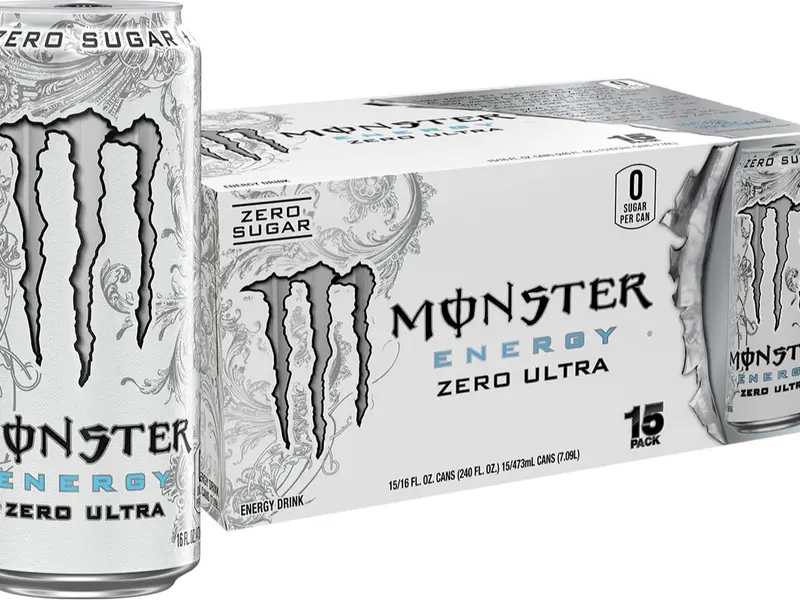 Monster Energy Zero Ultra Sugar Free Energy Drink 16 Ounce (Pack of 15) - Sport Beverage