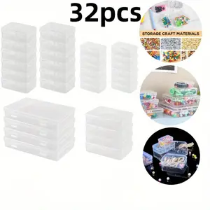 32Pcs/Set Storage Box with Lid,Small,Storage Container with Lid with 4 Different Sizes,Transparent Plastic Storage Box for Tablets,Jewellery,Crafts,Halloween Christmas Party Gifts,Tools & Hardware