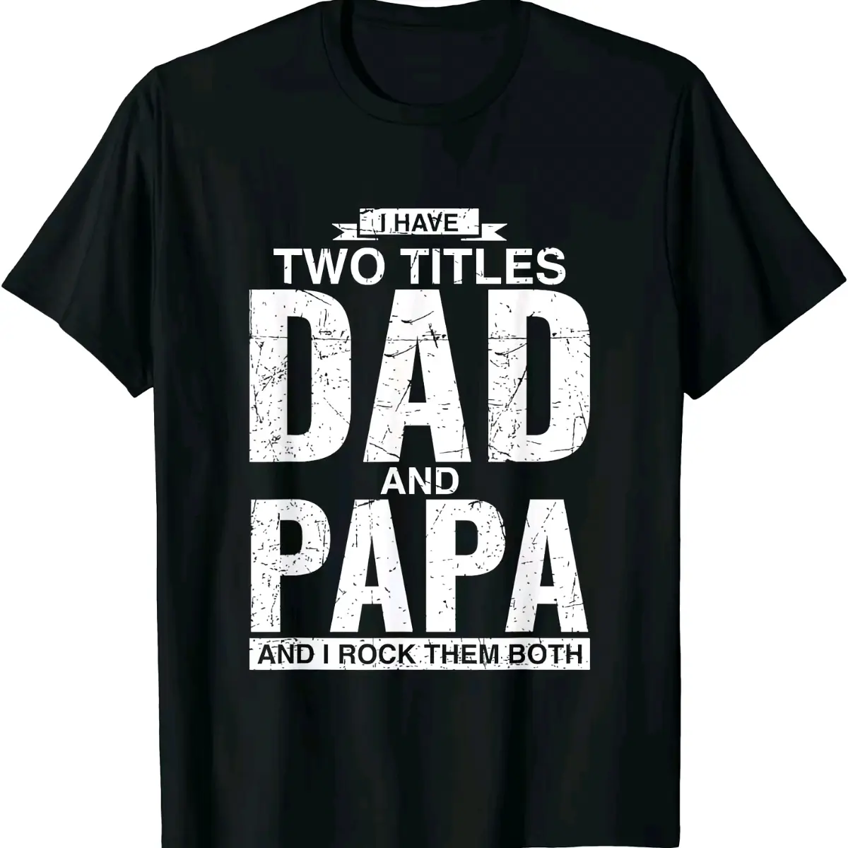 Cool Dad And Papa Double Title Rocking T-Shirt For Awesome Fathers Fathersdaygift Menswear Casual graphic tee Shortsleeve Coo  Double Title Cotton T-Shirt