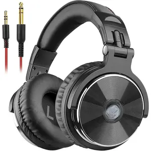 Wired Over Ear Headphones Hi-Res Studio Monitor & Mixing DJ Stereo Headsets with 50mm Drivers and 1/4 to 3.5mm Jack for AMP Computer Recording Podcast Keyboard Guitar Laptop - Black