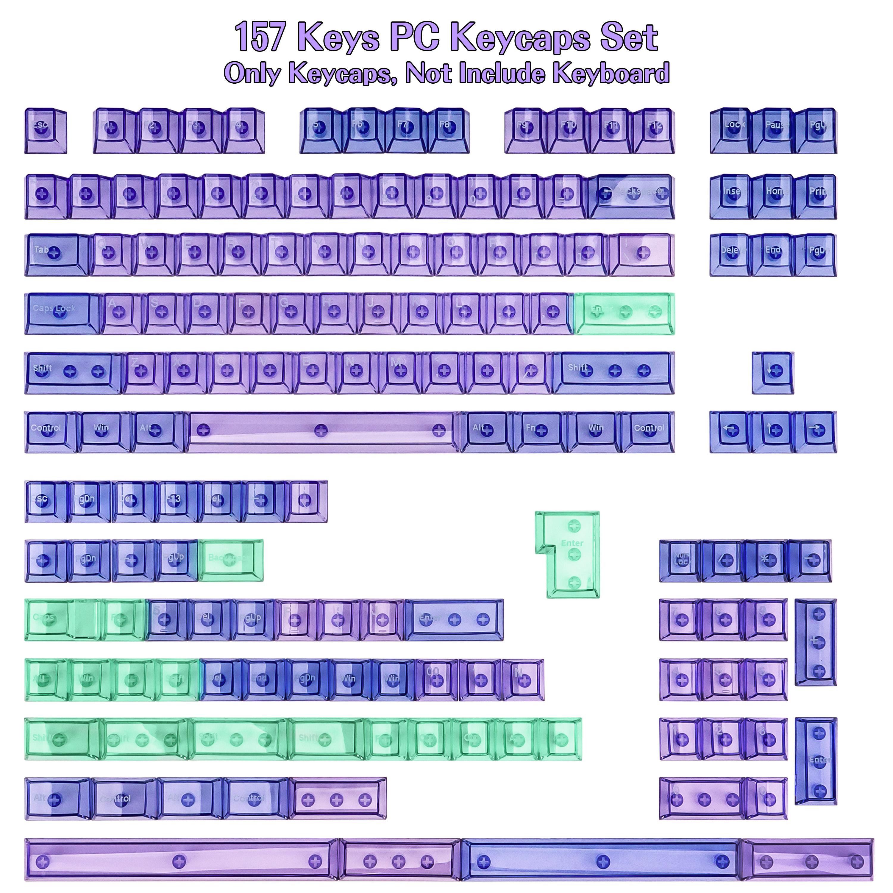 157 Keys Custom Pink Clear Transapent Keycaps PC Material UV Tranfer Purple Clear Keycaps Set Fit for 61/64/87/104/108 Mechanical membrane Keyboard Cherry Mx Switches outdoorfun