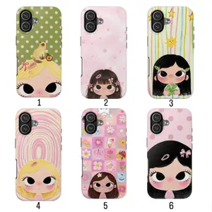 Pink Kawaii Girl Phone Case, Soft Girl Aesthetic Cartoon Cover, Cute Pastel iPhone Case for iPhone 11 12 13 14 15 16