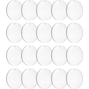 4 Inch Round Acrylic Blanks Ornament 20 Pcs Clear Acrylic Disc Circle with Holes Clear Christmas Ornaments Blanks for DIY Decor Crafting Making and Painting