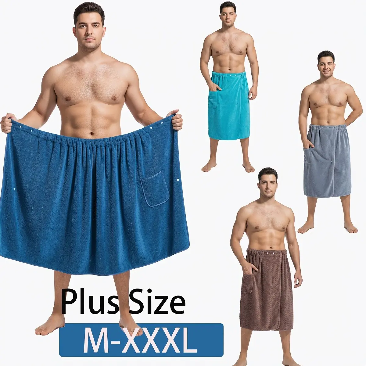 Men'S Large Size Blue Bath Towel, Striped Pattern Towel - Absorbent Beach & Hotel Towel, 75cm x 150cm, Striped Design, Swimming & Relaxation