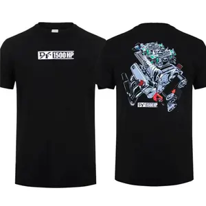 180g[100%cotton]1500 HP Blown Big Block Engine T-Shirt Men’s Cotton Short Sleeve Car Graphic T-Shirt Casual Menswear graphic tee