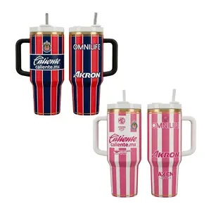 Chivas Guadalajara Inspired Tumbler 20oz 40oz With Handle, Football Club Style Travel Tumbler, Fan Drinkware Gift, Large Capacity Cup